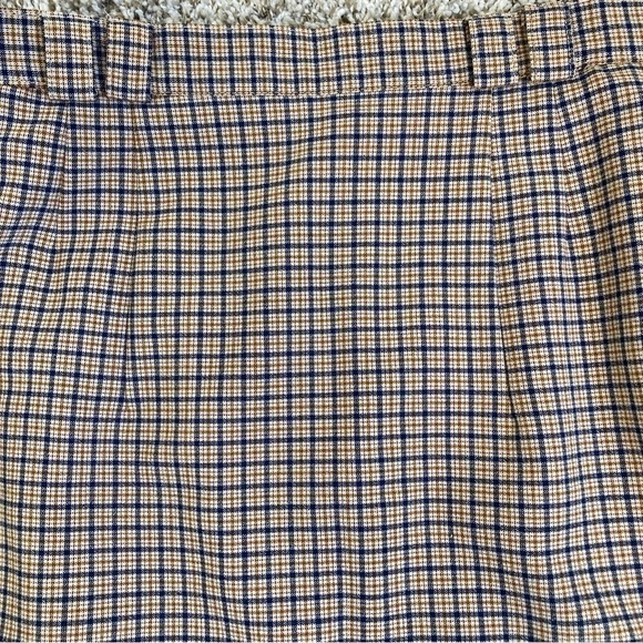 Vintage 80s Plaid Wool Blend Pencil Midi Skirt Tan/Blue Academia Preppy Sz XS - Picture 12 of 15